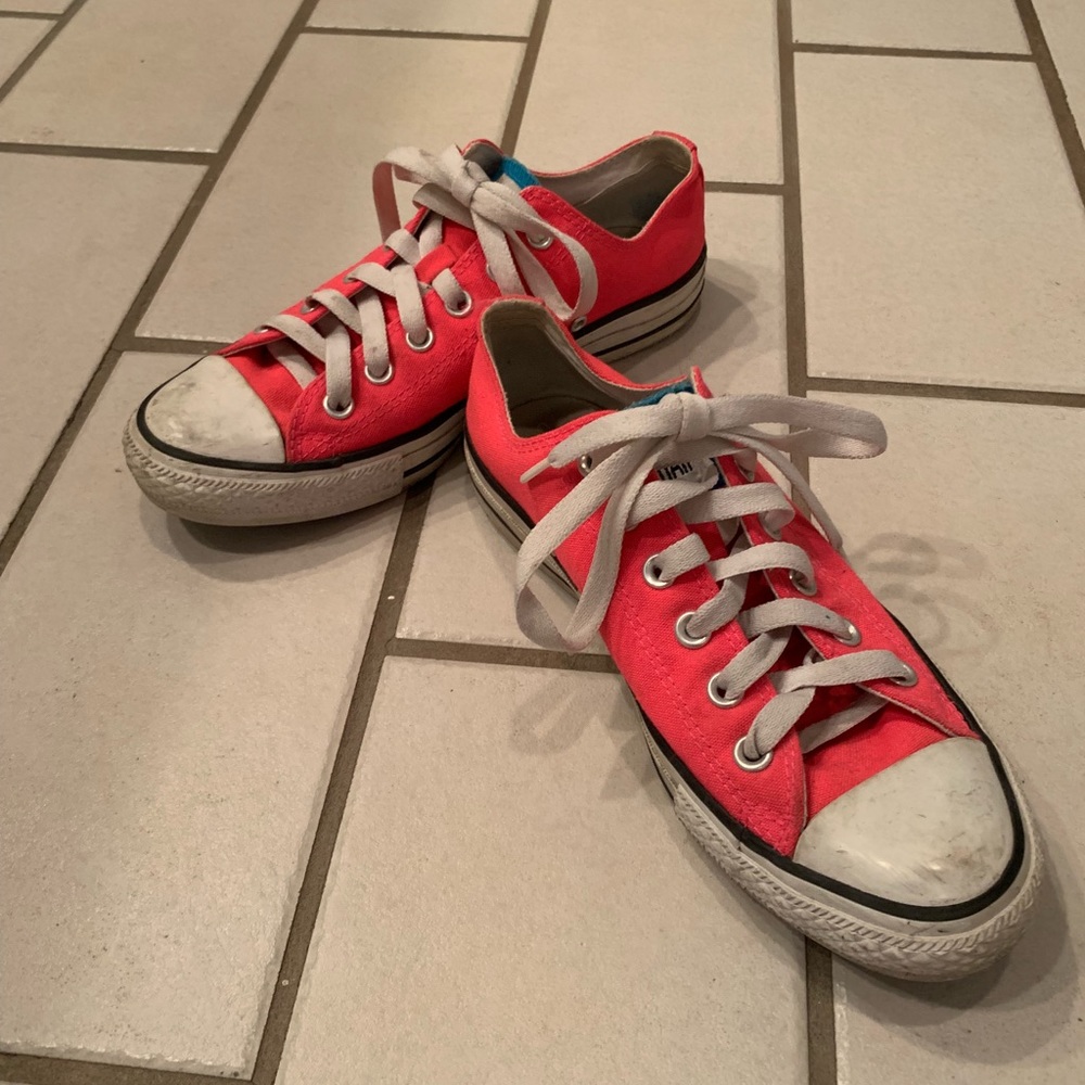 Hot Pink Converse with Blue Tongue